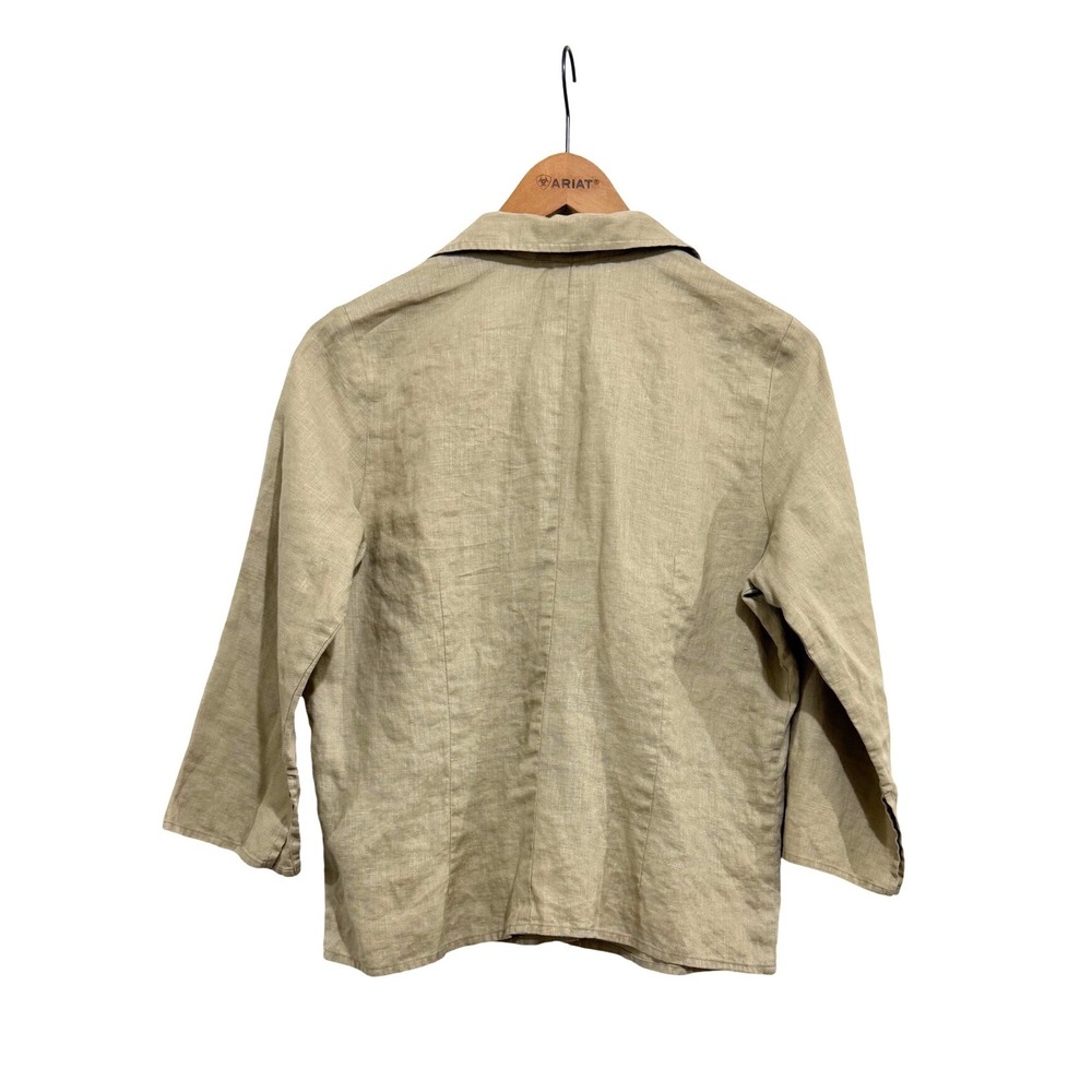 Max Studio Women's 100% Linen Button Down 3/4 Sleeve Shirt Size Large Minimalist - Picture 2 of 4